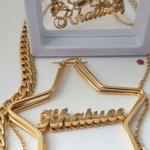 Design Custom Nameplate Earrings Chain  💚💛❤